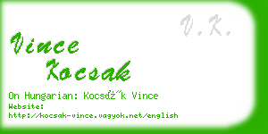 vince kocsak business card